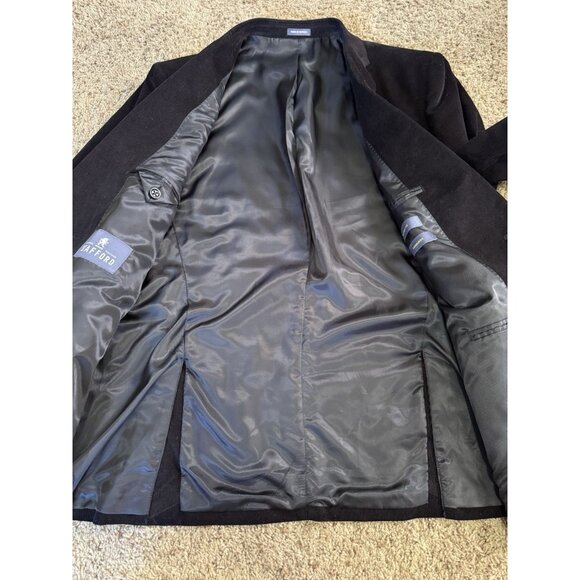 STAFFORD Black Corduroy Blazer Jacket Sport Coat Suit Elbow Patches Academia 46R - Picture 11 of 16